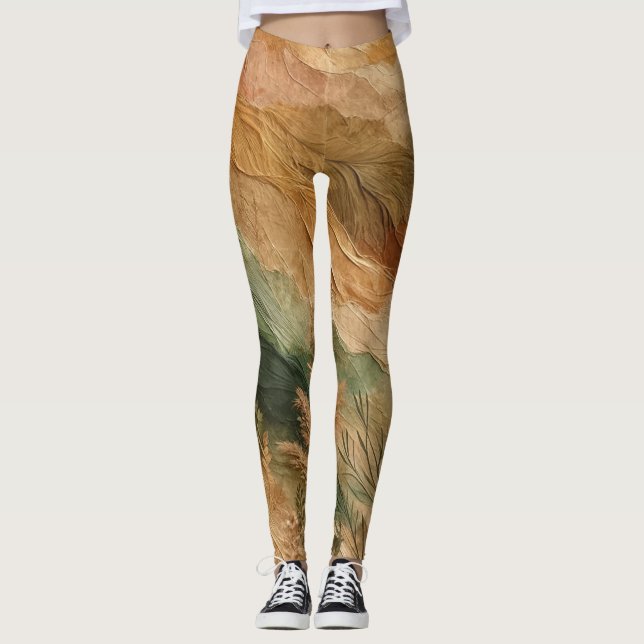 Legging Terracotta Peach Flores Pressionadas Boêmia (Frente)