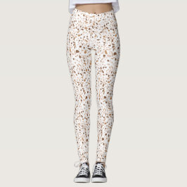 Legging Terrazzo Marrom e Bege e Branco