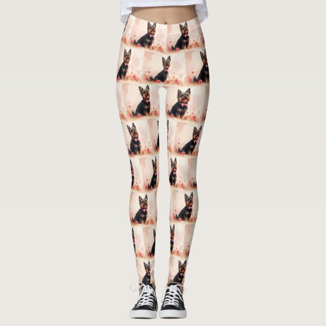 Legging Terrier Australiano com Rosas - Dia dos Namorados (Frente)