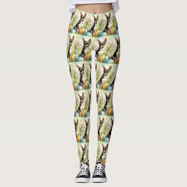 Legging Terrier de Rato com Ovos de Páscoa Feriado (Frente)