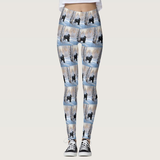 Legging Terrier Russo Negro Deixe Nevar Natal (Frente)