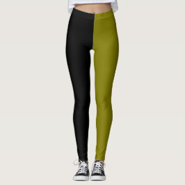 Legging Terroso Monocromático Metade Preto Metade Marrom V