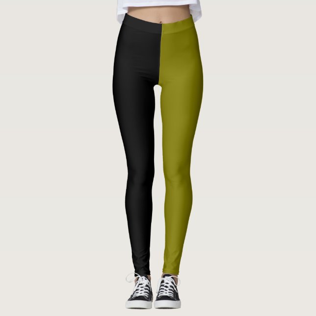 Legging Terroso Monocromático Metade Preto Metade Marrom V (Frente)