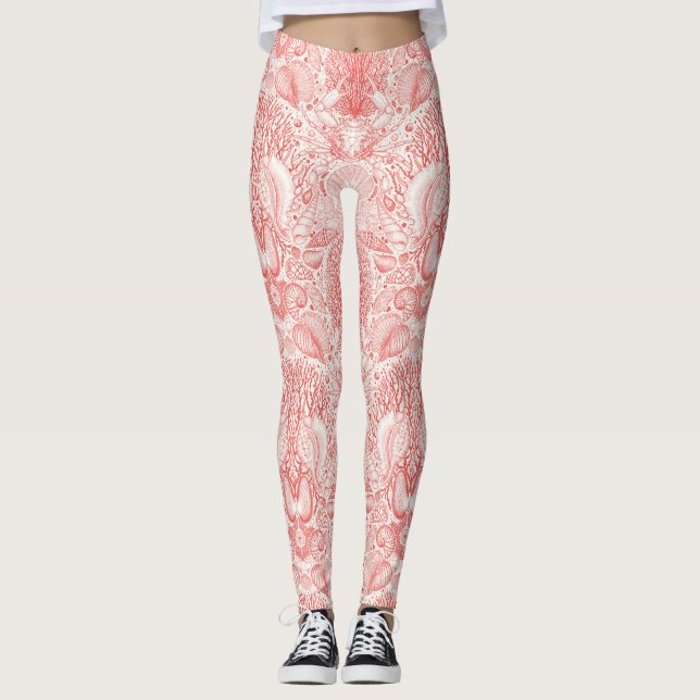 Legging Tesouros de praia em vermelho-coral (Frente)
