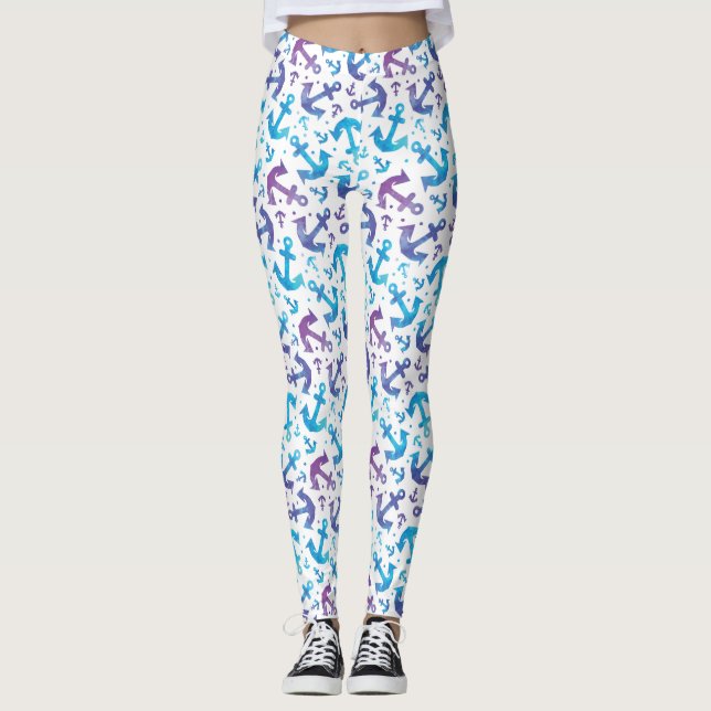 Legging Teste padrão 2 da âncora da tintura do laço (Frente)