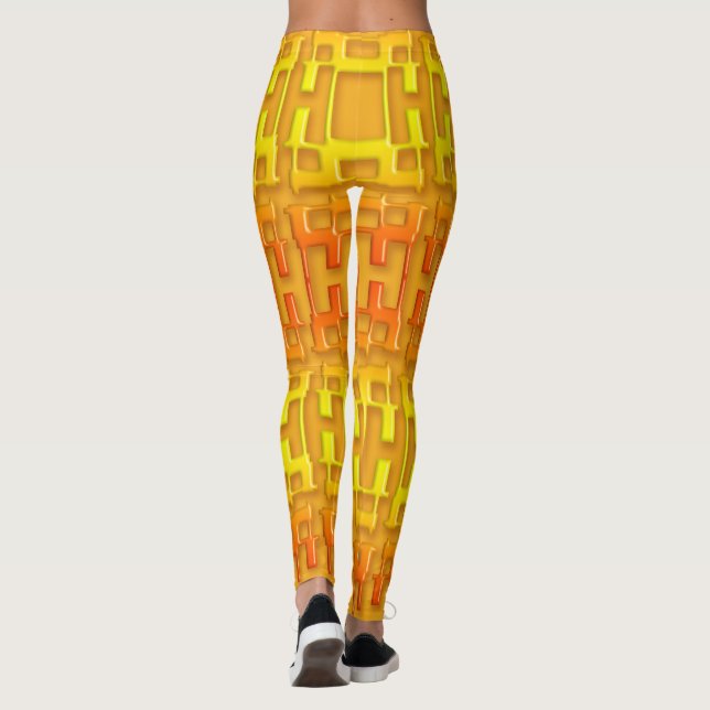 Legging Teste padrão alaranjado geométrico étnico (Verso)