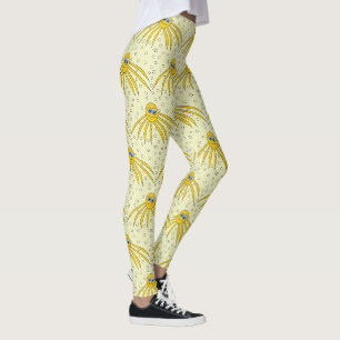 Legging Teste padrão amarelo da natação do polvo do