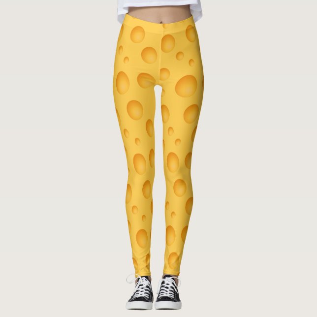 Legging Teste padrão amarelo do queijo (Frente)
