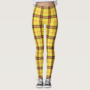Legging Teste padrão amarelo do Tartan