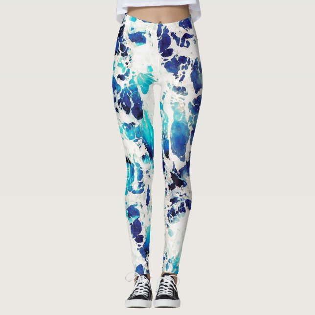 Legging Teste padrão azul (Frente)