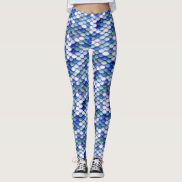 Legging Teste padrão azul da pele da sereia