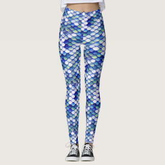 Legging Teste padrão azul da pele da sereia