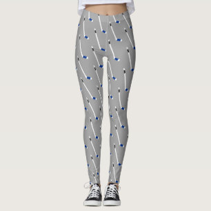 Legging Teste padrão azul da vara de hóquei em gelo