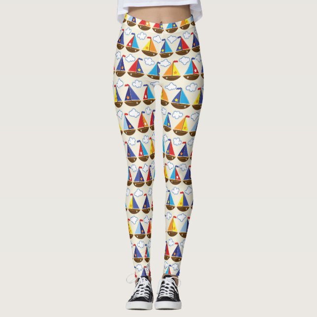 Legging Teste padrão bonito 2 do veleiro (Frente)