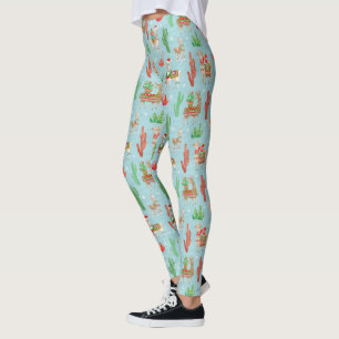 Legging Teste padrão bonito da cerceta da luz de Natal do