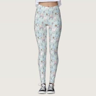 Legging Teste padrão bonito do lama em bolinhas