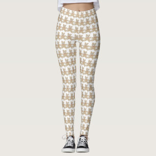 Legging Teste padrão branco do divertimento do urso de