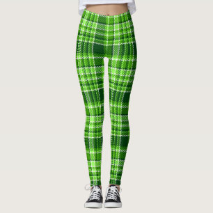 Legging Teste padrão Checkered da cor verde