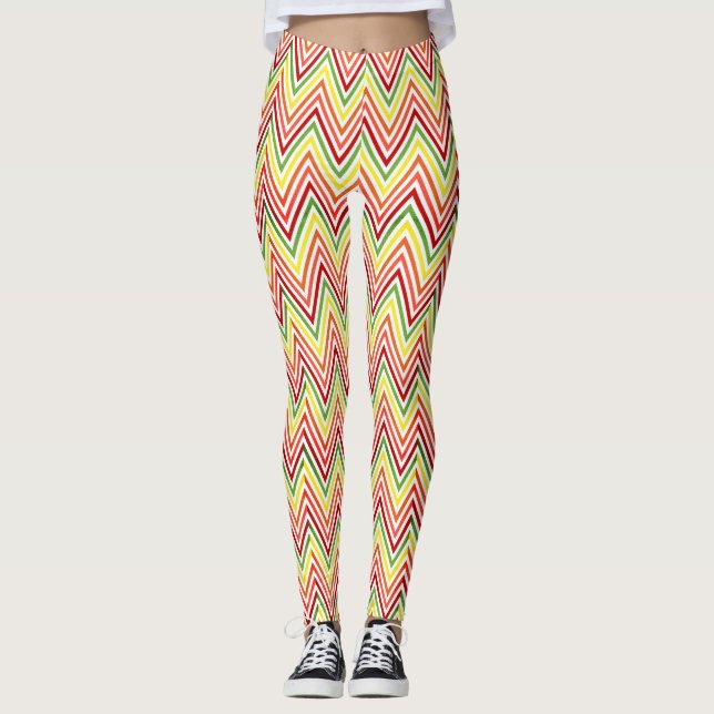 Legging Teste padrão colorido de Chevron do ziguezague (Frente)