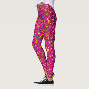 Legging Teste padrão cor-de-rosa brilhante pequeno da