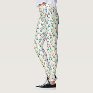 Legging Teste padrão cor-de-rosa de etapa da flor do