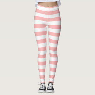 Legging Teste padrão cor-de-rosa e branco da listra