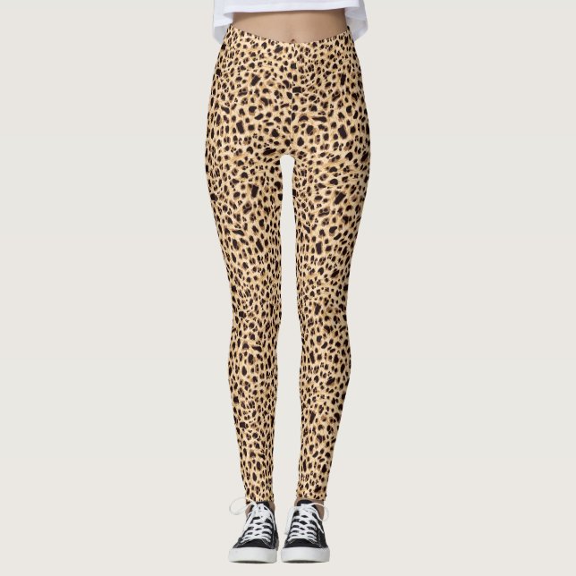 Legging Teste padrão da pele do leopardo (Frente)