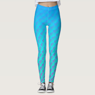 Legging Teste padrão da sereia no azul e no roxo do Aqua