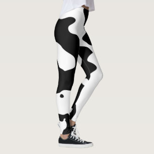 Legging Teste padrão da vaca preto e branco
