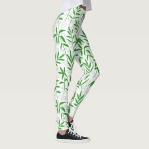 Legging Teste padrão de bambu verde & branco do japonês