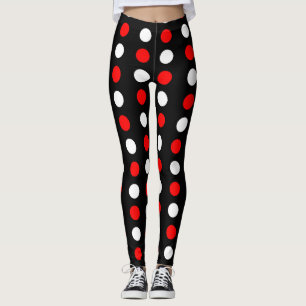 Legging Teste padrão de bolinhas vermelho e branco