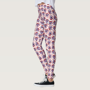 Legging Teste padrão de bolinhas vermelho pequeno da
