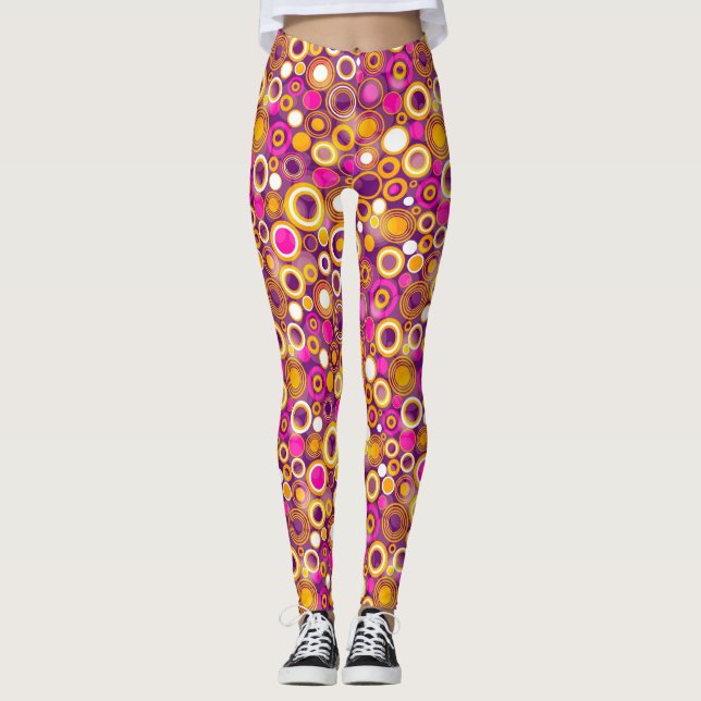 Legging Teste padrão de bolinhas violeta (Frente)