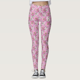 Legging Teste padrão de flor cor-de-rosa floral doce do