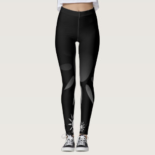 Legging Teste padrão de flor preto & branco da luz do sol