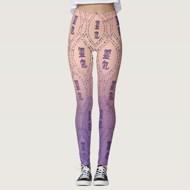 Legging Teste padrão de Reiki no pastel roxo (Frente)