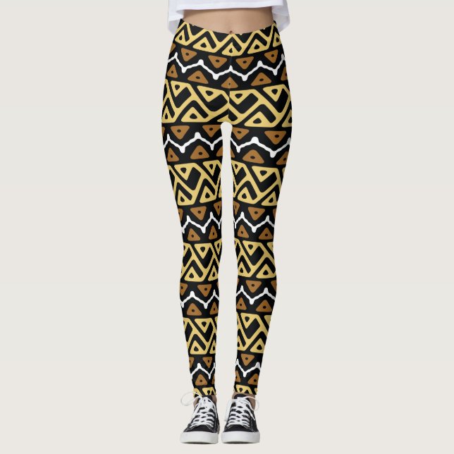 Legging Teste padrão de ziguezague africano (Frente)