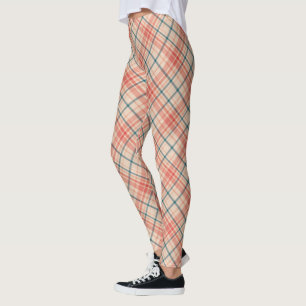 Legging Teste padrão diagonal da xadrez de Madras da