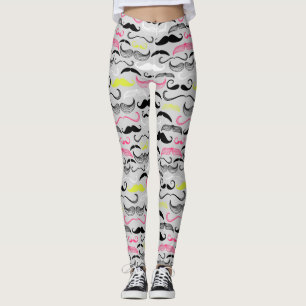 Legging Teste padrão do bigode, estilo retro