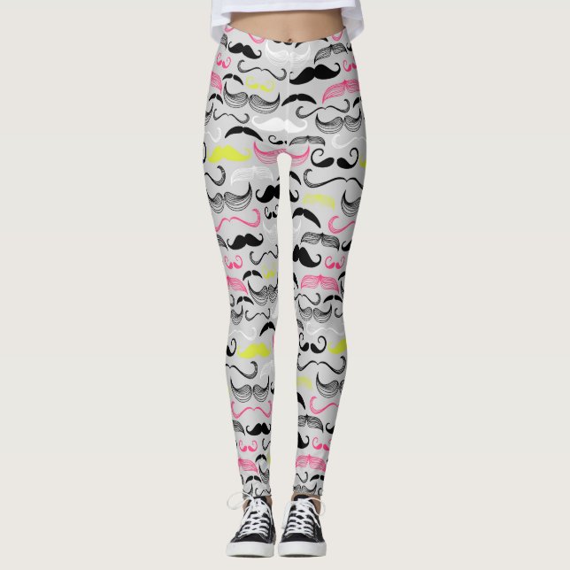 Legging Teste padrão do bigode, estilo retro (Frente)