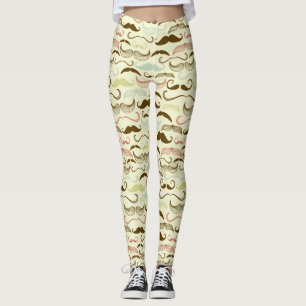 Legging Teste padrão do bigode, estilo retro 4