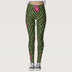 Legging Teste padrão do labirinto do preto do ponto