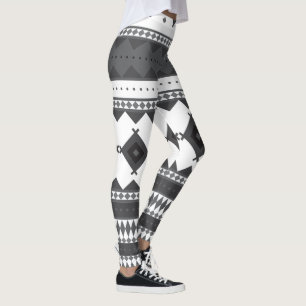 Legging Teste padrão do nativo americano: Preto & cinza