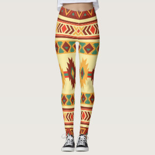 Legging Teste padrão do nativo americano: Tons ensolarado
