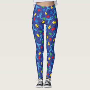 Legging Teste padrão do quebra-cabeça da fita do mês da