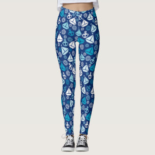 Legging Teste padrão dos desenhos animados com veleiros