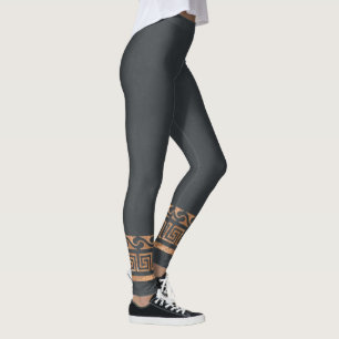 Legging Teste padrão Dourado simétrico Dourado rústico