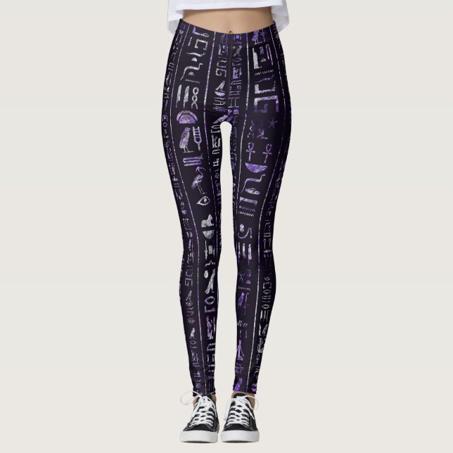 Legging Teste padrão egípcio Amethyst e de prata dos (Frente)