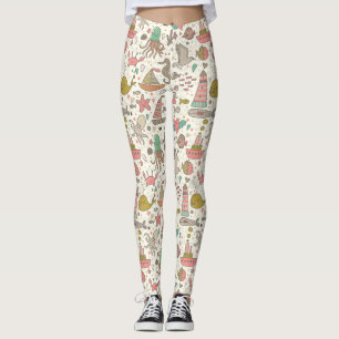 Legging Teste padrão engraçado do verão com navios