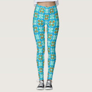 Legging Teste padrão étnico da cerceta